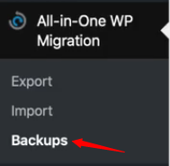 Backing up website data with All-in-One WP Migration