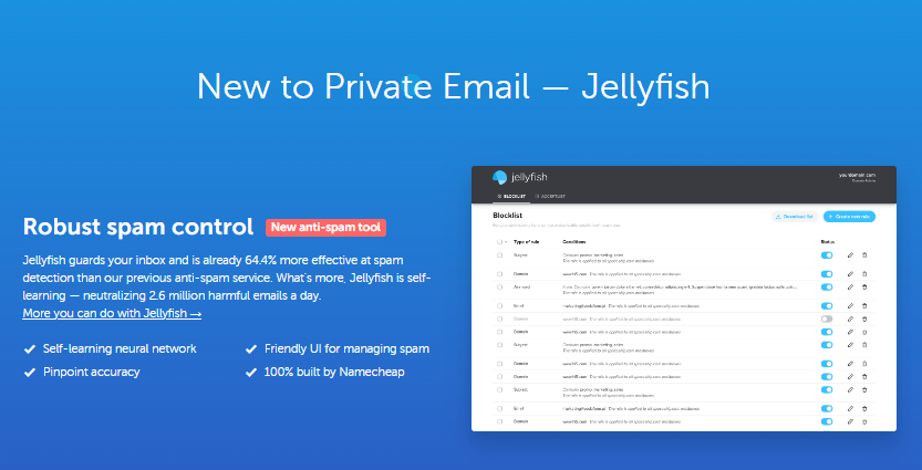 NameCheap Mailbox Storage Options