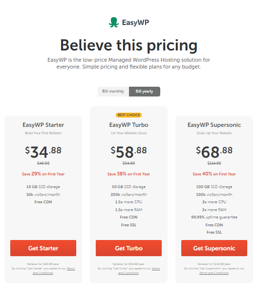 EasyWP Pricing