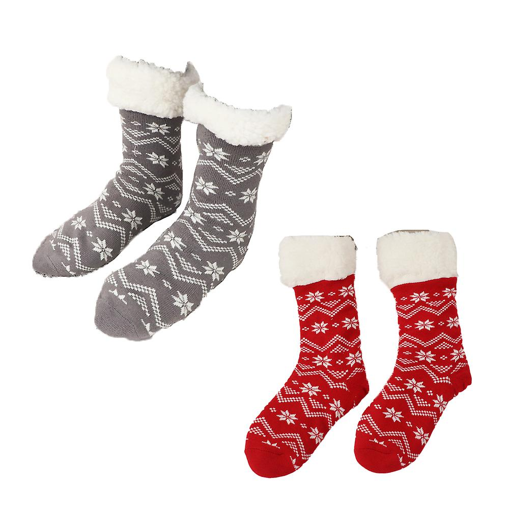red and grey pairs of slipper socks