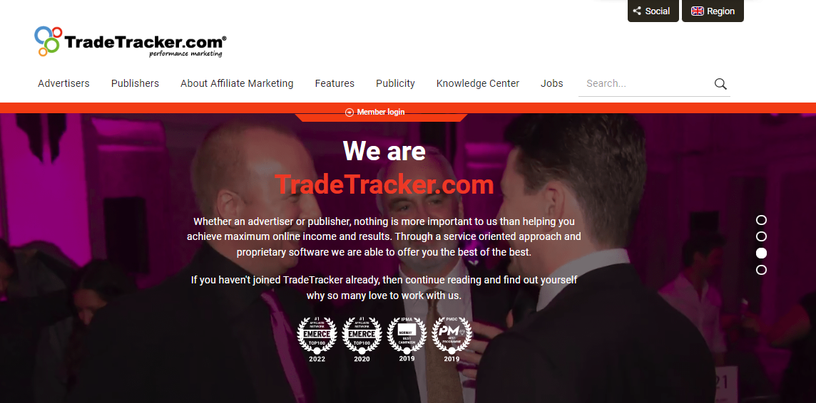 TradeTracker affiliate dashboard