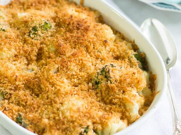 Dinner: Cheesy Broccoli and Cauliflower Bake