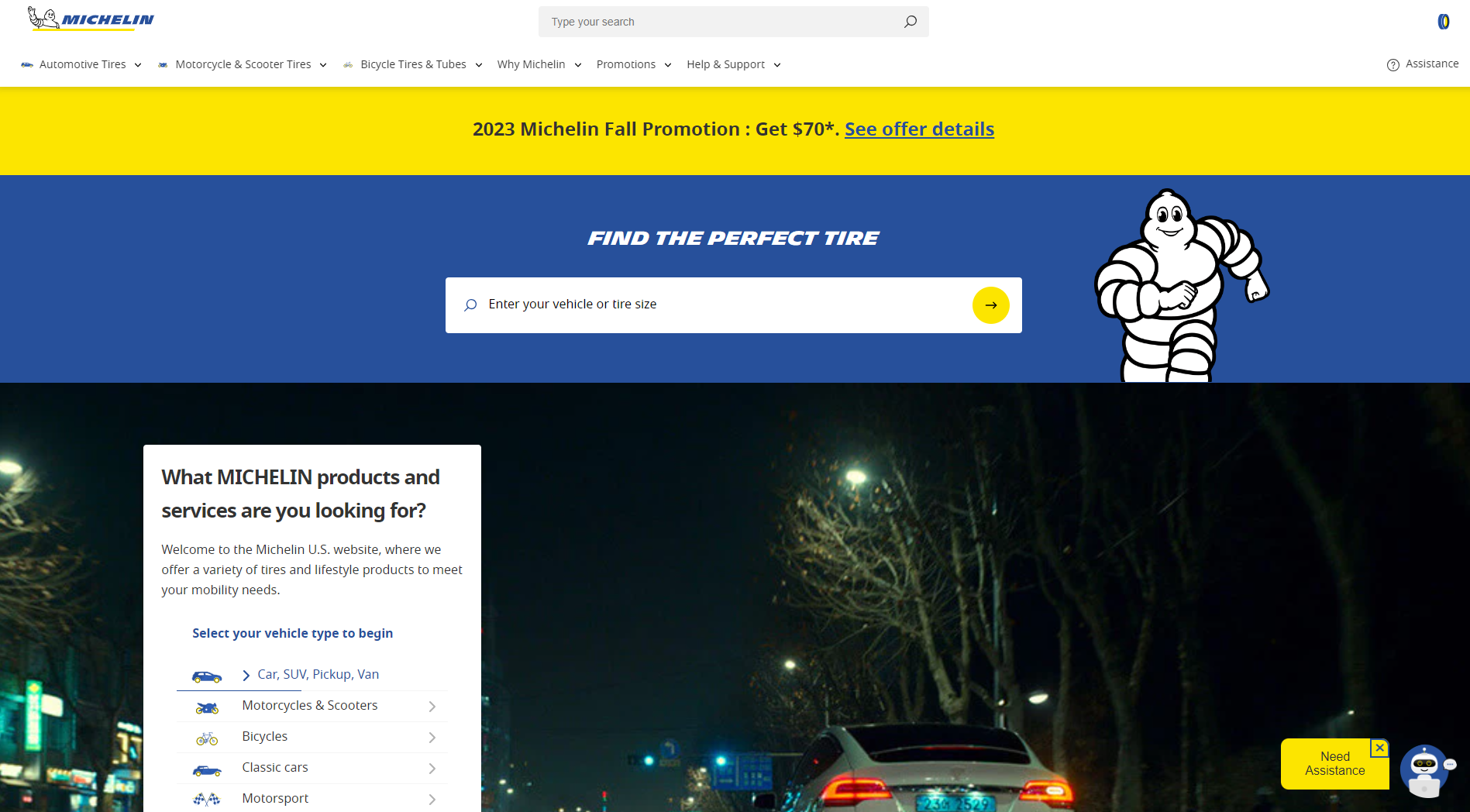michelin site interface
