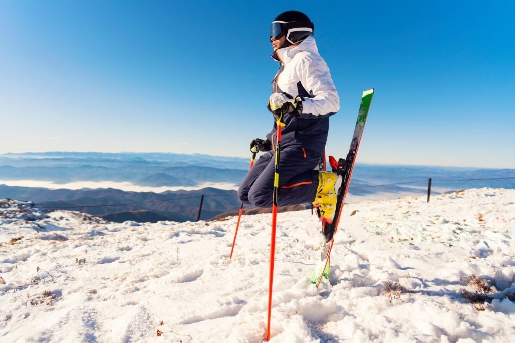 expert skier closer to the top