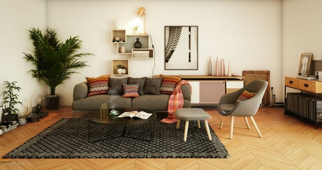living room carpet and hardwood flooring