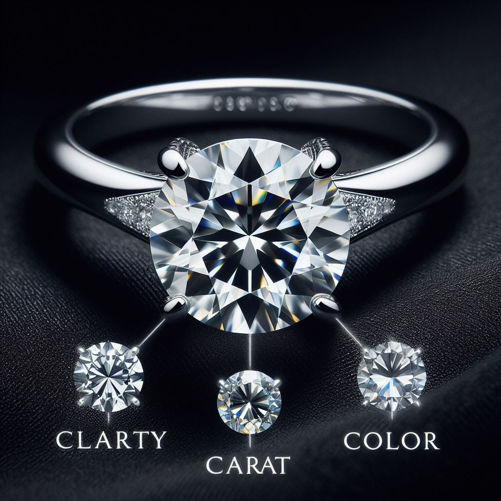 an image of a diamond ring elaborating 4 C's of rings