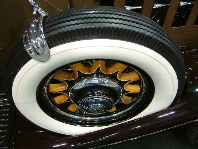 Antique Spare Tire Wood Spokes and Wide Whitewalls