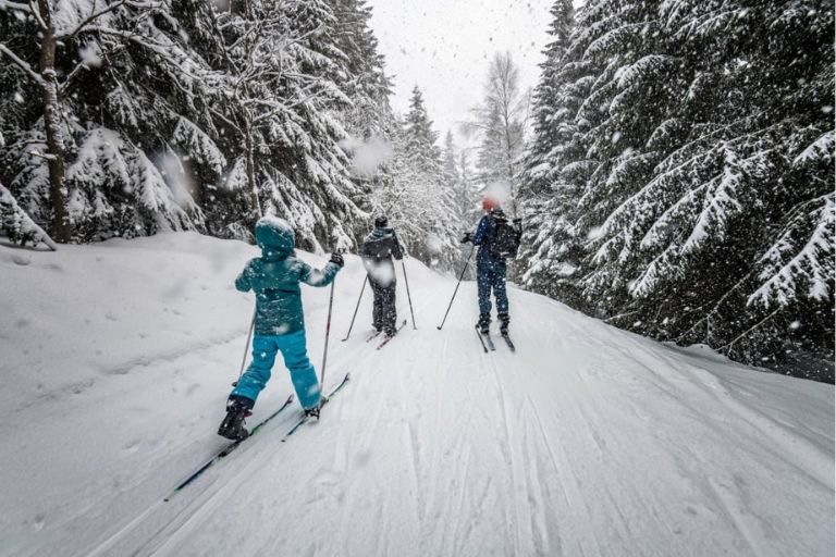 cross country skiers on heli ski trips