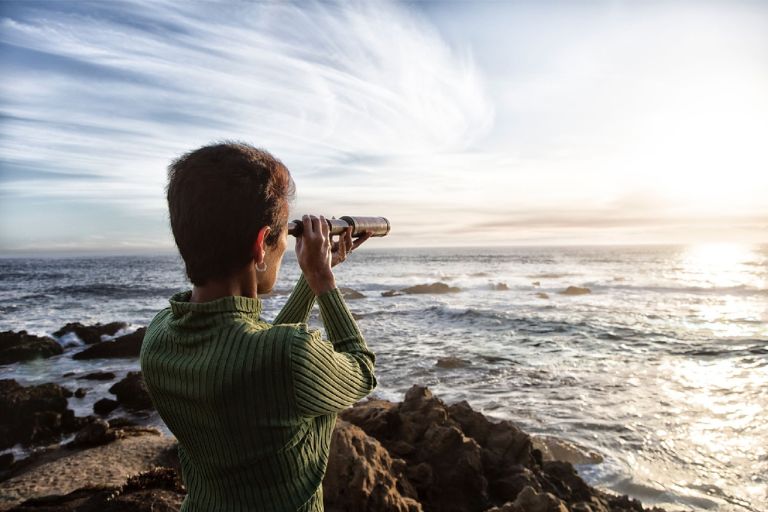 looking at sea spotting scopes
