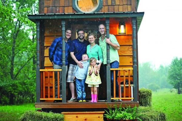 Happy family living in a Tiny House